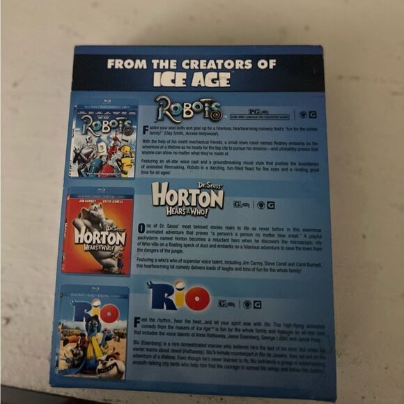 Blu-Ray 3 Pack Movies. Robots. Rio. Horton - Picture 3 of 6